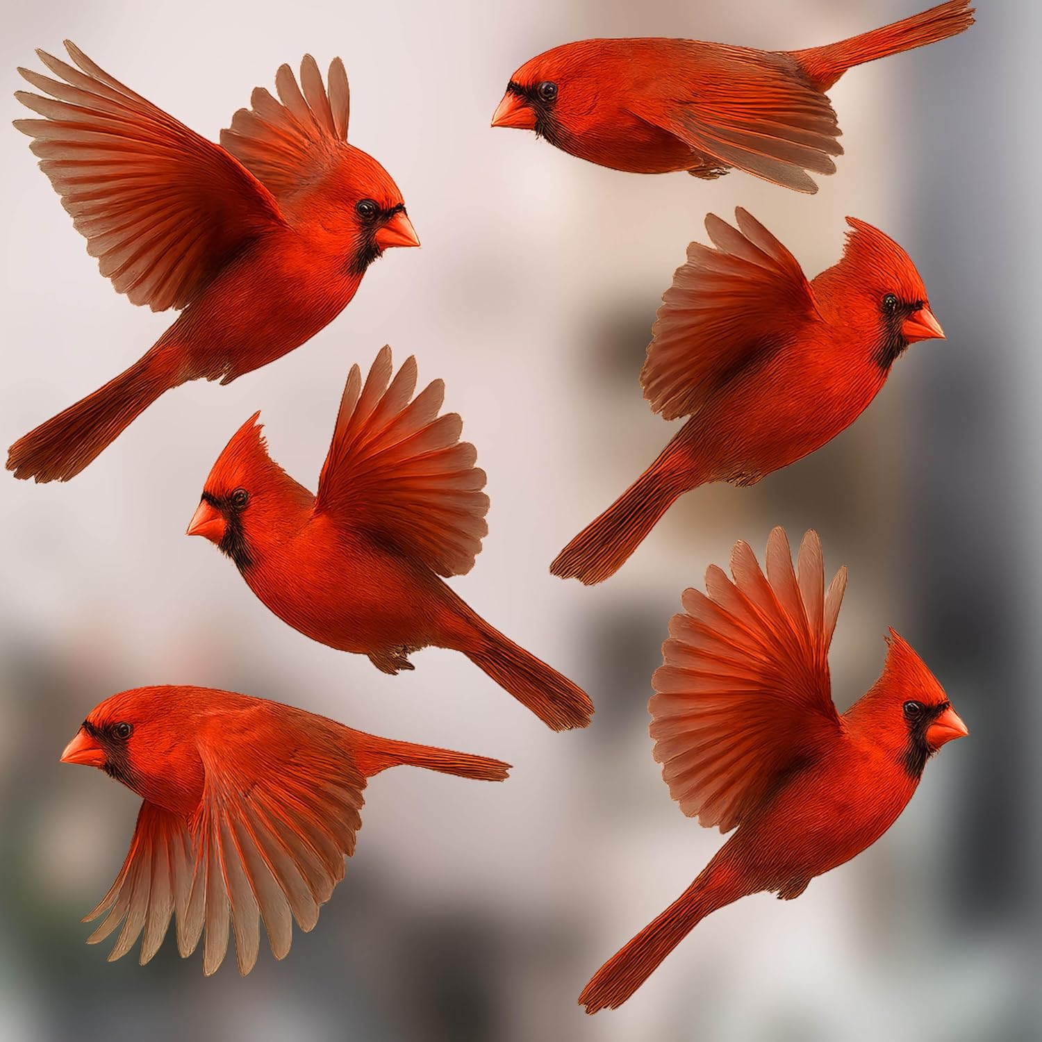 12-Pack Hummingbird Window Clings - Lifelike, Colourful Decals to Prevent Bird Strikes -Double-Sided for Bird Window Strike Prevention - Stop Birds 6 x Cardinals