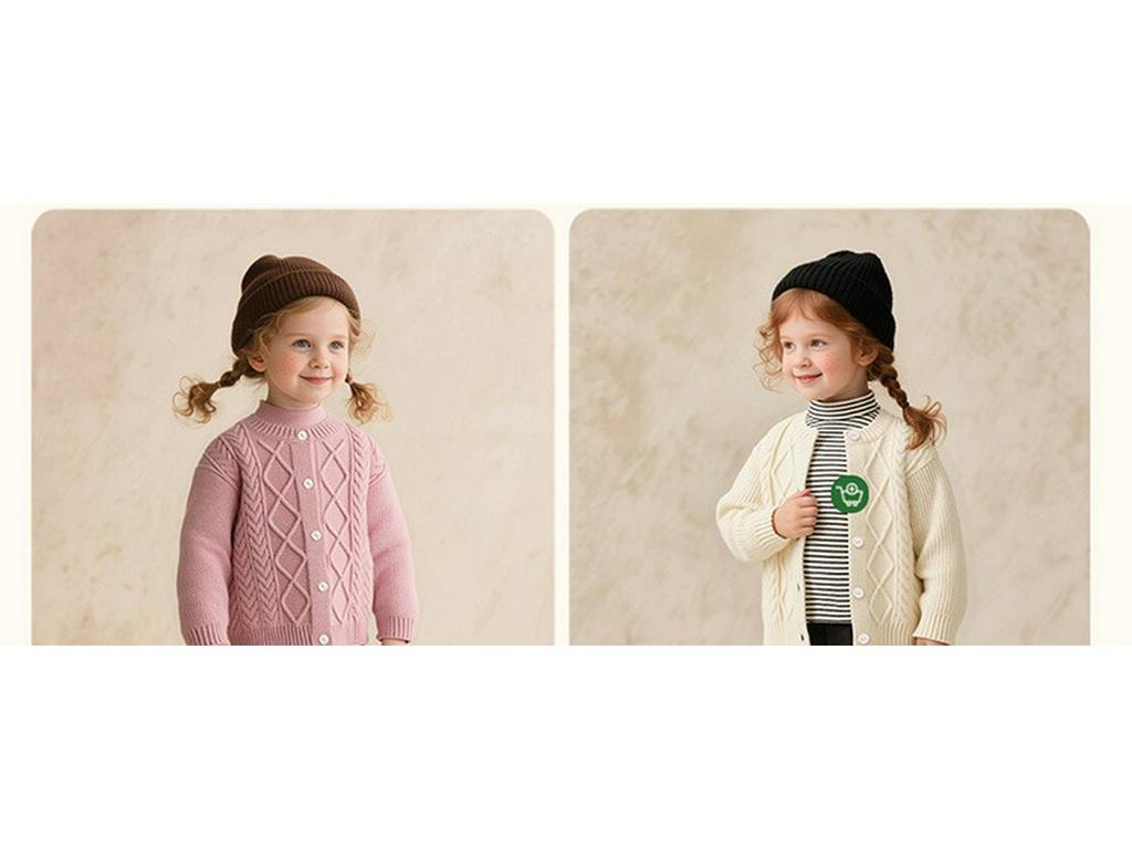 2025 Winter Mädchen Süßer & Vielseitiger Strickcardigan aus Merinowolle