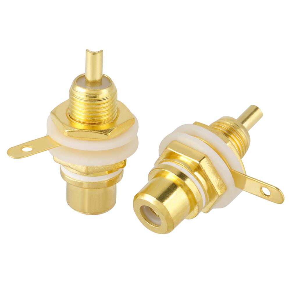 10pcs Gold Plated RCA Jack Terminal Female Socket HIFI Audio Connector (White)