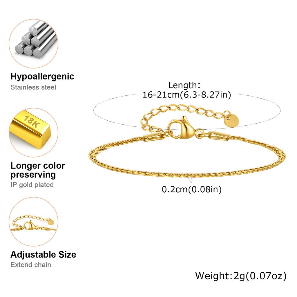 Women Minimalist Thin Gold Plated Chain Necklace, Stackable Stainless Steel Gold Plated Waterproof Jewelry