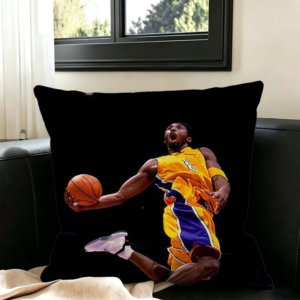 Basketball K-Kobe B-Bryant Square Double-Sided printed Pillow Case Bedroom Bedside Pillow Sofa Cushion Cover
