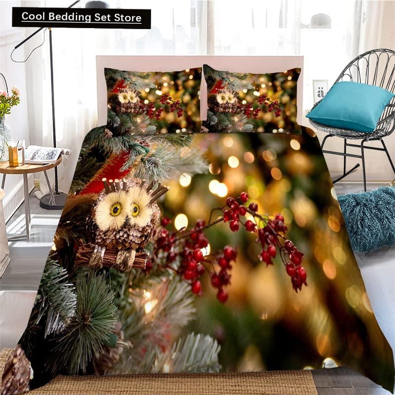 Black Owl King Queen Duvet Cover Moon Safari Bird Animal Bedding Set Lovely Wildlife Quilt Cover Grey Polyester Comforter Cover