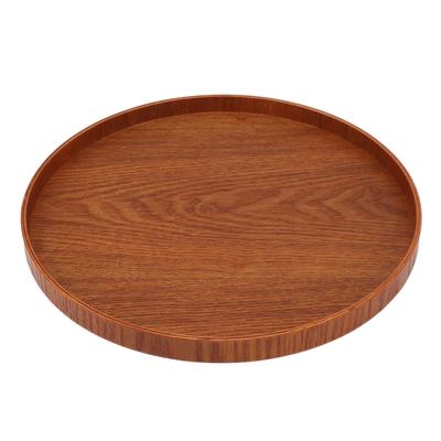 Wood Serving Tray 11.8in Sturdy Wood Simple Elegant Round Multifunction Wooden Tea Tray for Cafe