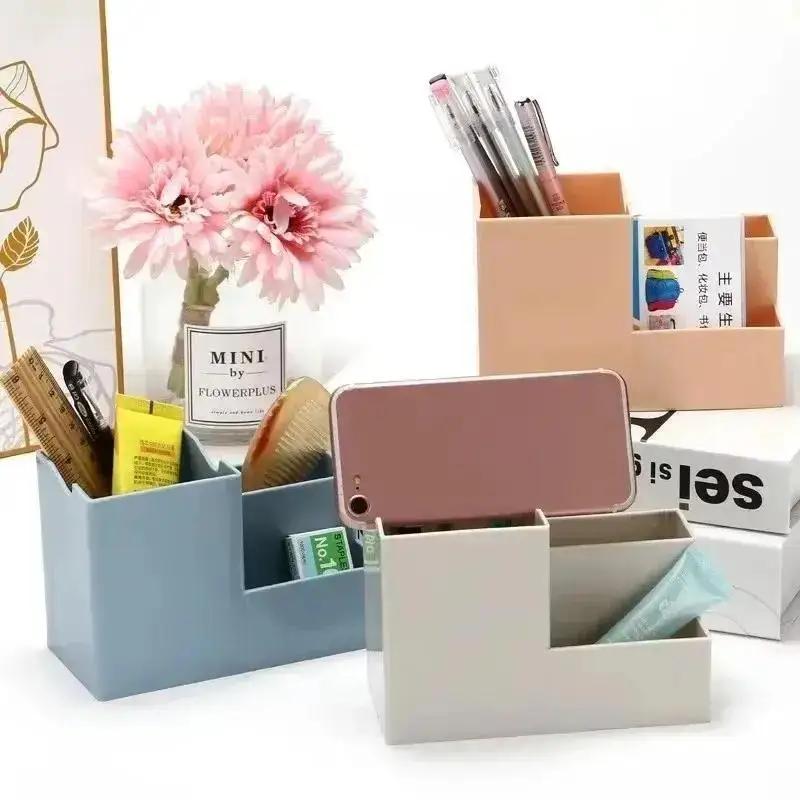 New Stationery Pen Desk Holder Desktop Mobile Phone Holder Organizing Box Simple and Large Capacity Office Storage Supplies