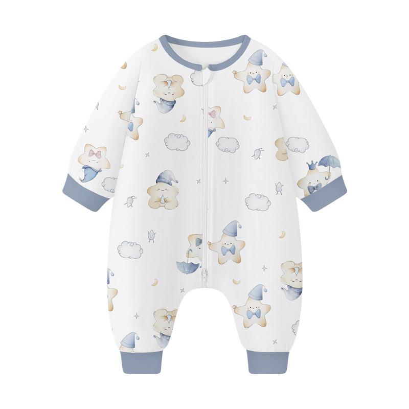 

Children s Temperature-Regulating Sleep Sack: Pure Cotton, Footed Jumpsuit for Boys & Girls, Anti-Kick Pajamas for Autumn/Winter Comfort. Small