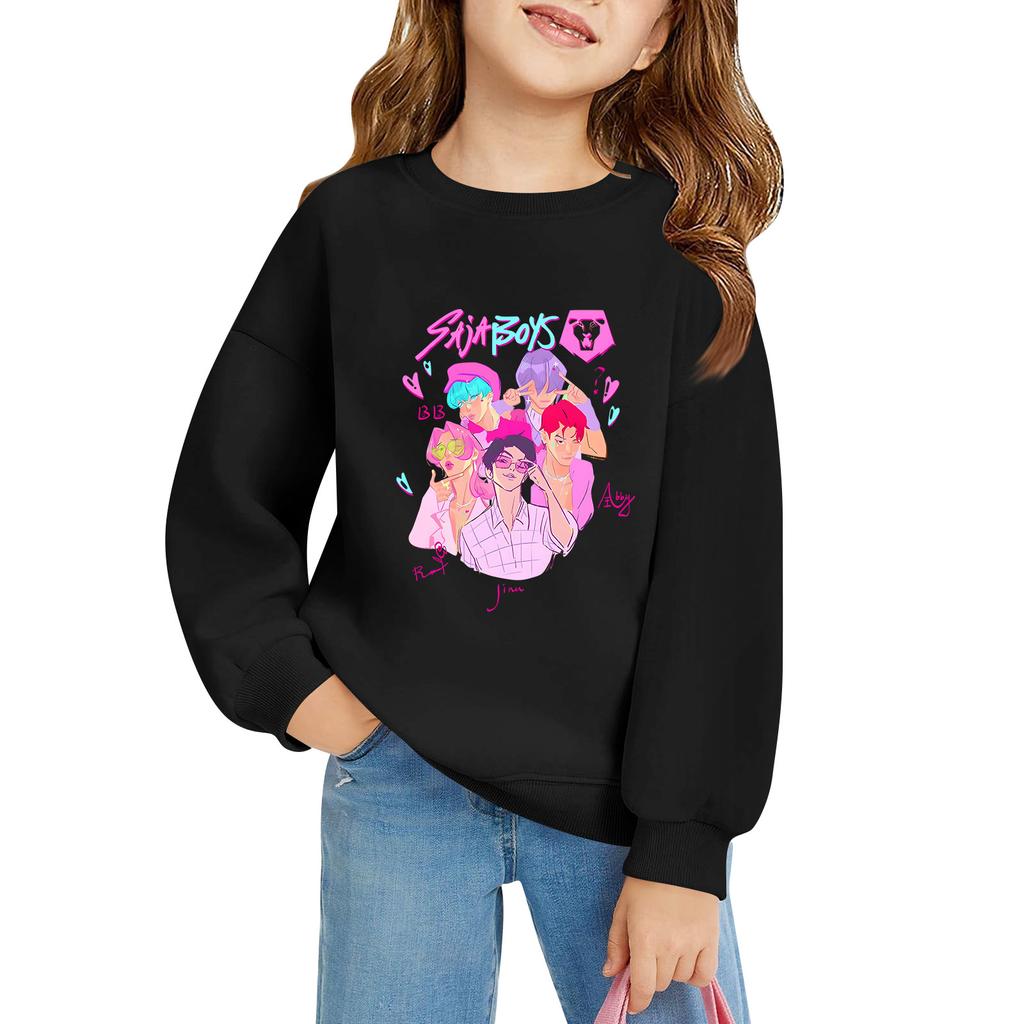 Kids' Long Sleeve Loose Pullover Letter Printed Round Neck Sweatshirt
