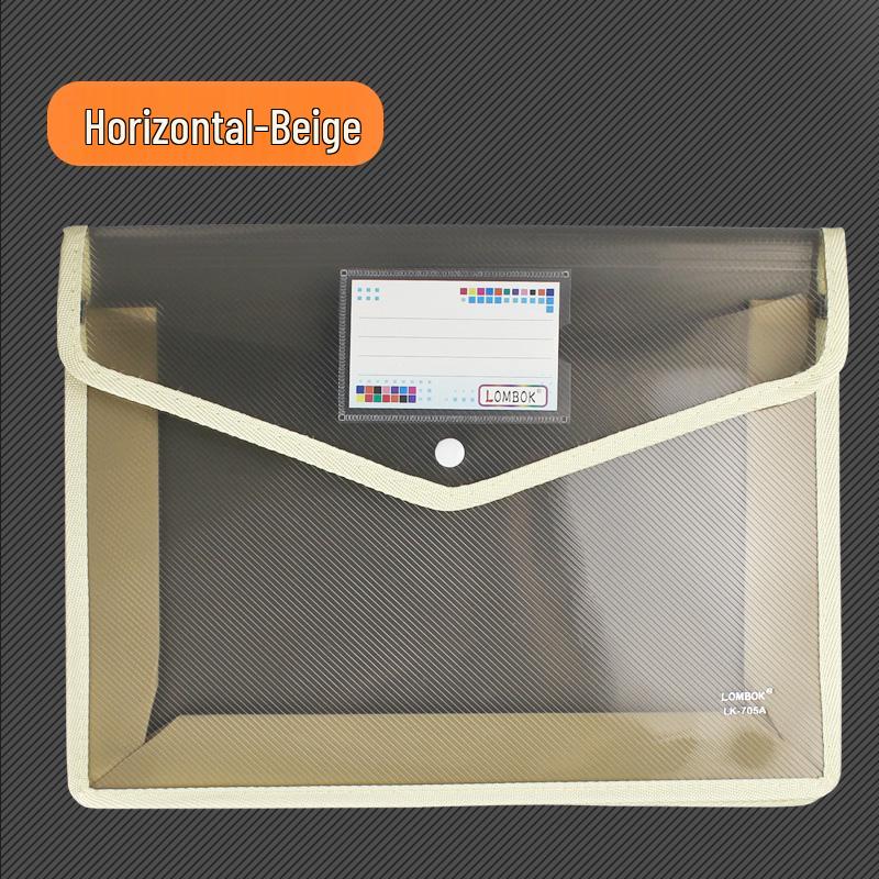Transparent A4 Thickened Snap Button File Bag - Large Capacity Student Storage and Document Organizer
