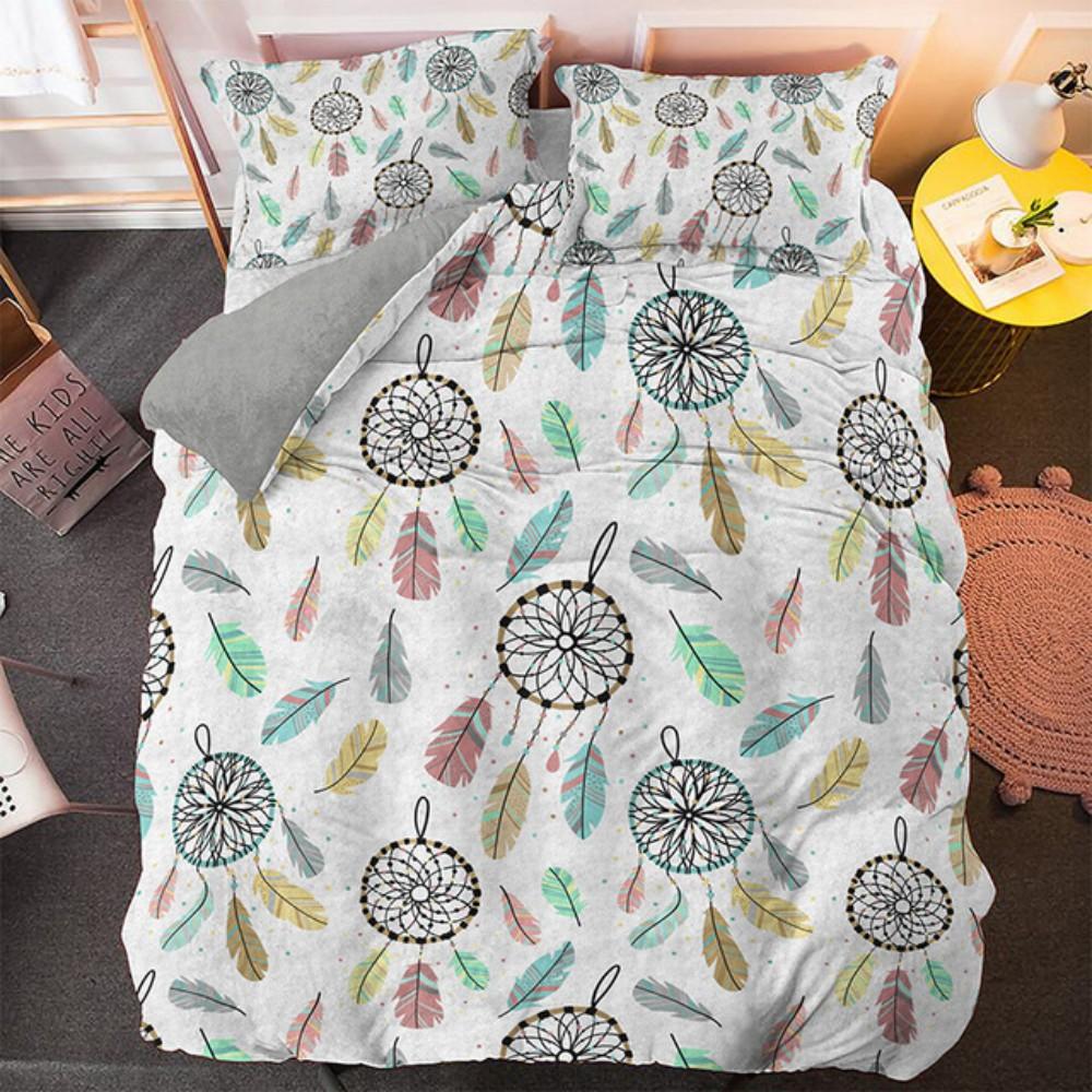 Bohemian Dream Bedding Set King Queen Size Colorful Catcher Duvet Cover Set with Pillowcase Polyester Bed Linen for Teens Girls