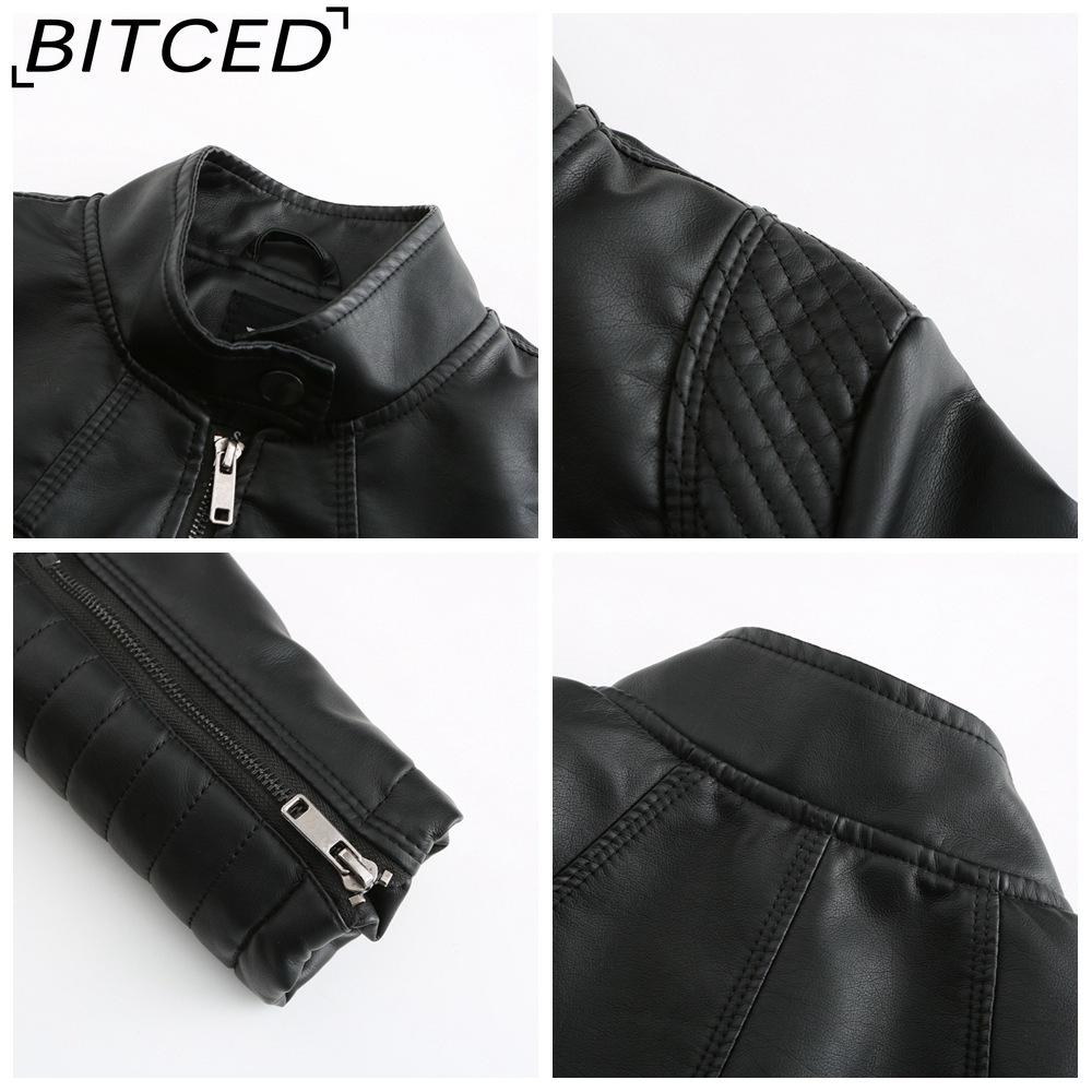 BITCED Women's Leather Jacket Lightweight Spring/Autumn Biker Jacket Short-Length Fashionable Jacket