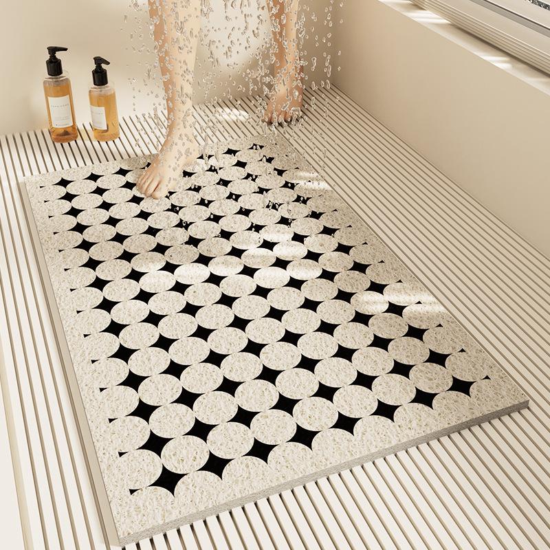 Modern Minimalist Anti-Slip Bathroom Silk Ring Mat - Cuttable, Dirt-Resistant, Hollow Drain Foot Pad