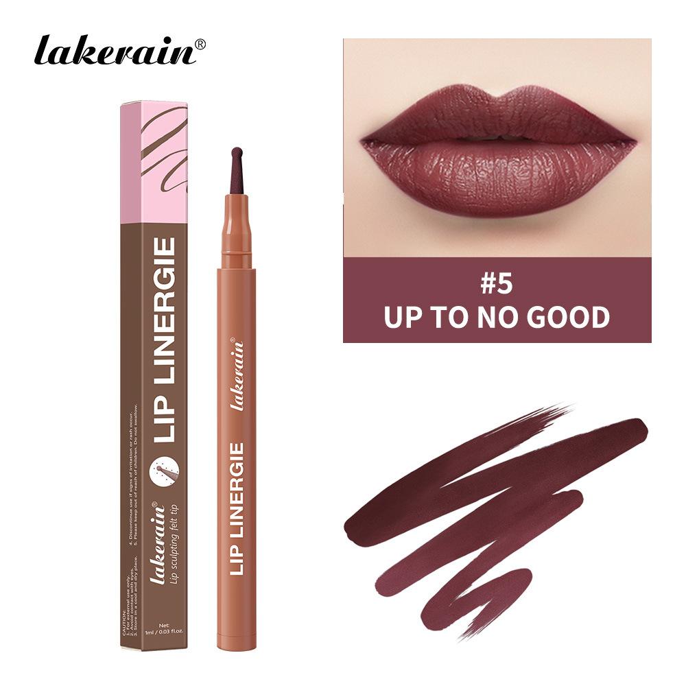 Lakerain Lip Liner GIE: 8 Shades Lightweight Nude Lip Liner with Ballpoint Felt Tip, Long-Lasting Waterproof & Smudge-Proof, Transfer-Proof Stain