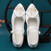 Pantofi cu toc înalt pentru femei Pantofi noi Mary Jane Pantofi casual din pânză de bumbac cu flori brodate de lux Eleganți cu vârf ascuțit, cu toc pătrat, pantofi cu toc