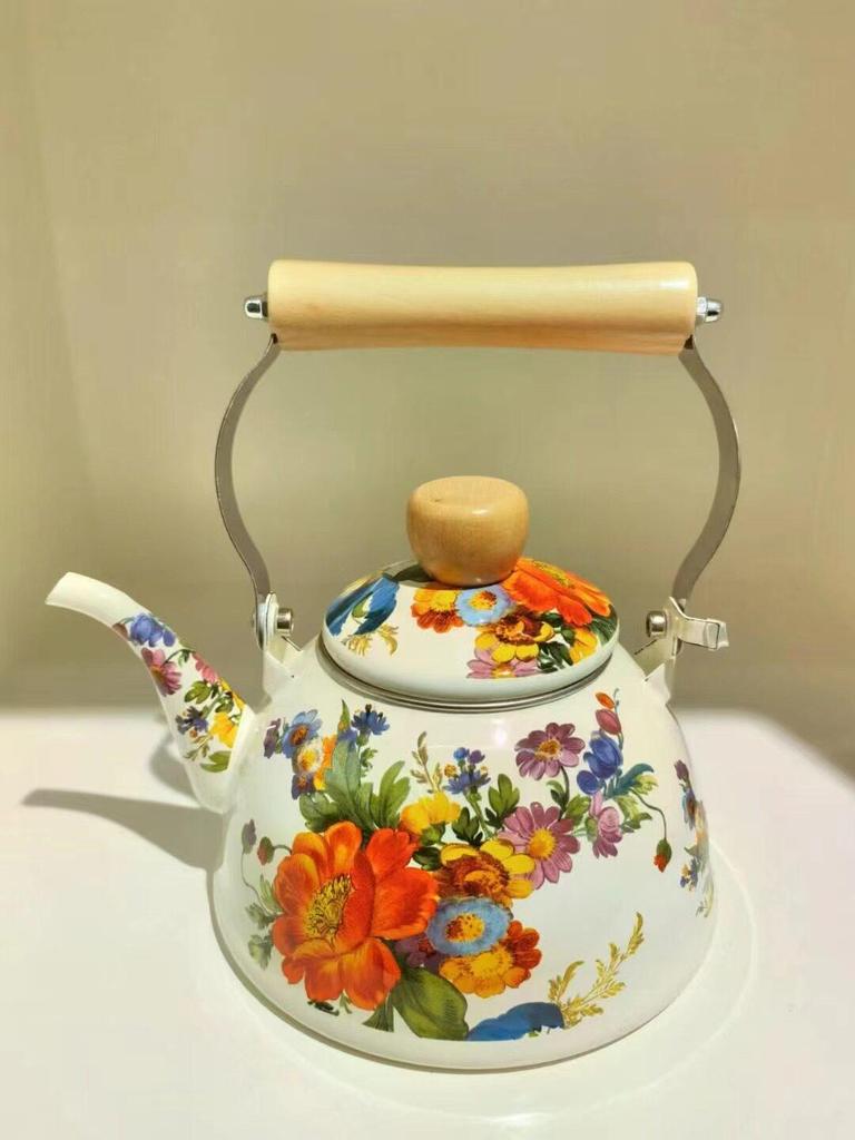 Ethnic Style Thickened Enamel Milk Tea Kettle for Induction Cooktops