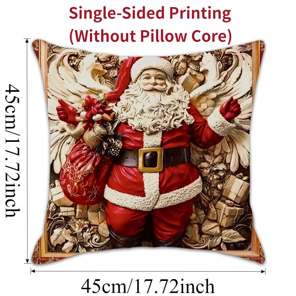 1/4 pièces Housse de Coussin de Noël Lin Design Père Noël Rennes Fermeture Éclair Décoration Salon Hivernal Canapé Funda Cojines De 45x45