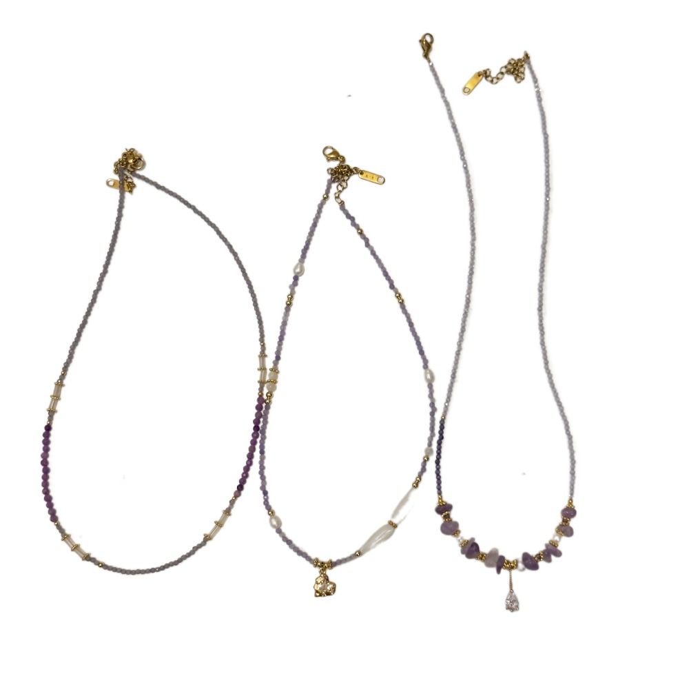 Chinese-style Amethyst Pendant Sweet Charm Dopamine Beads Necklace  Jewelry Accessories