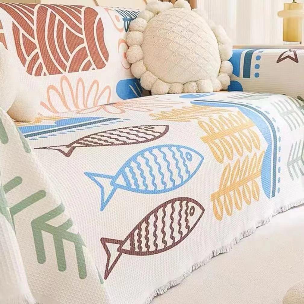 Nordic Universal Non-Slip Sofa Blanket Cover – Full Coverage, All-Season, Machine Washable
