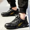 Fashion Safety Shoes Men Anti-smash Anti Puncture Work Sneakers Steel Toe Shoes Rotating Button Protective Shoes Wear Resistant