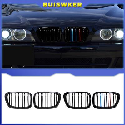 Front Center Black Wide Kidney Hood Grille Grill For BMW E39 525 528 530 535 M5 1997 2003