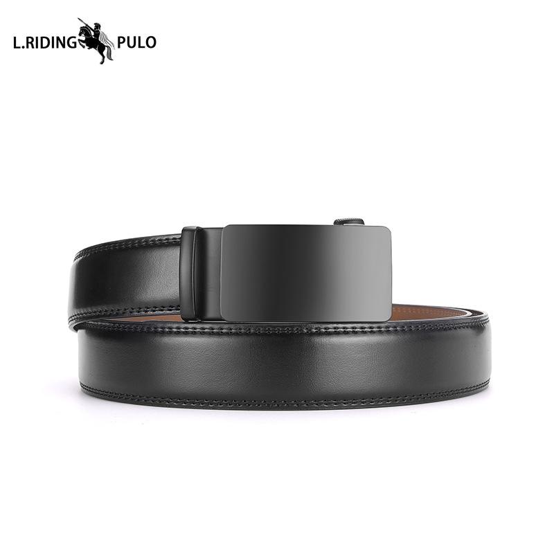 

Мужской кожаный ремень с автоматической пряжкой из коровьей кожи, простой универсальный деловой джинсовый ремень для повседневных брюк 110cm
