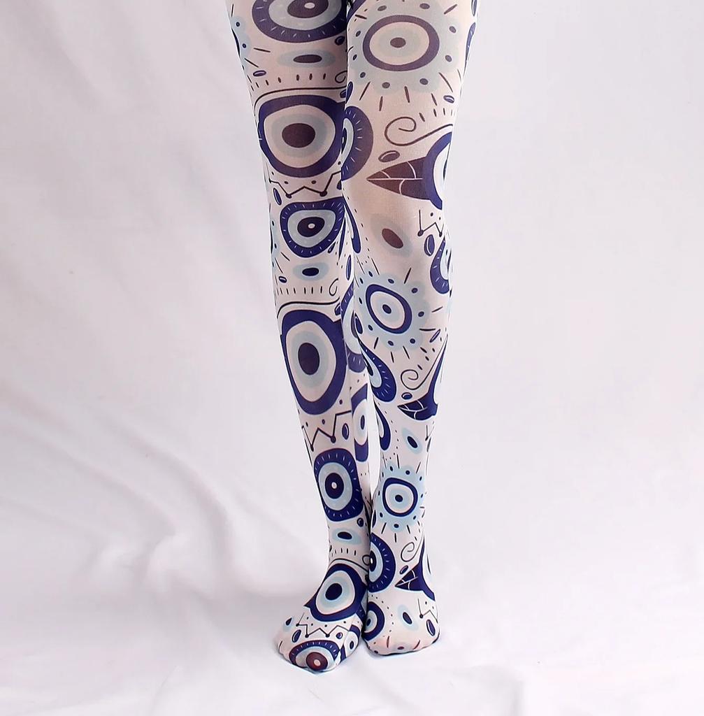Evil Eyes Tight women Spring New Women Sheer Sexy Tattoo Printed Pantyhose Tights Stockings Anti-Hook Women's Socks