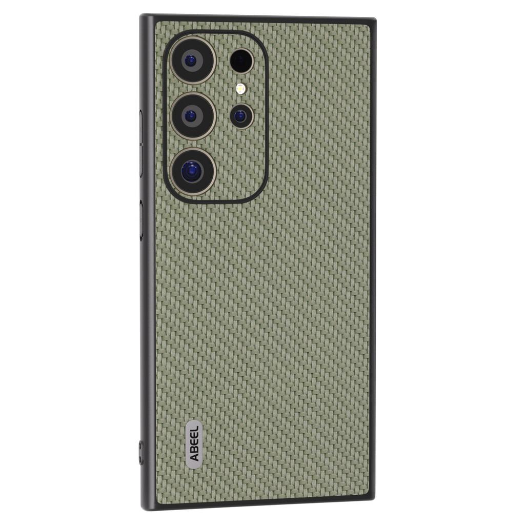 ABEEL For Samsung Galaxy S24 Ultra Case Carbon Fiber Texture PU Leather+PC+TPU Cell Phone Cover