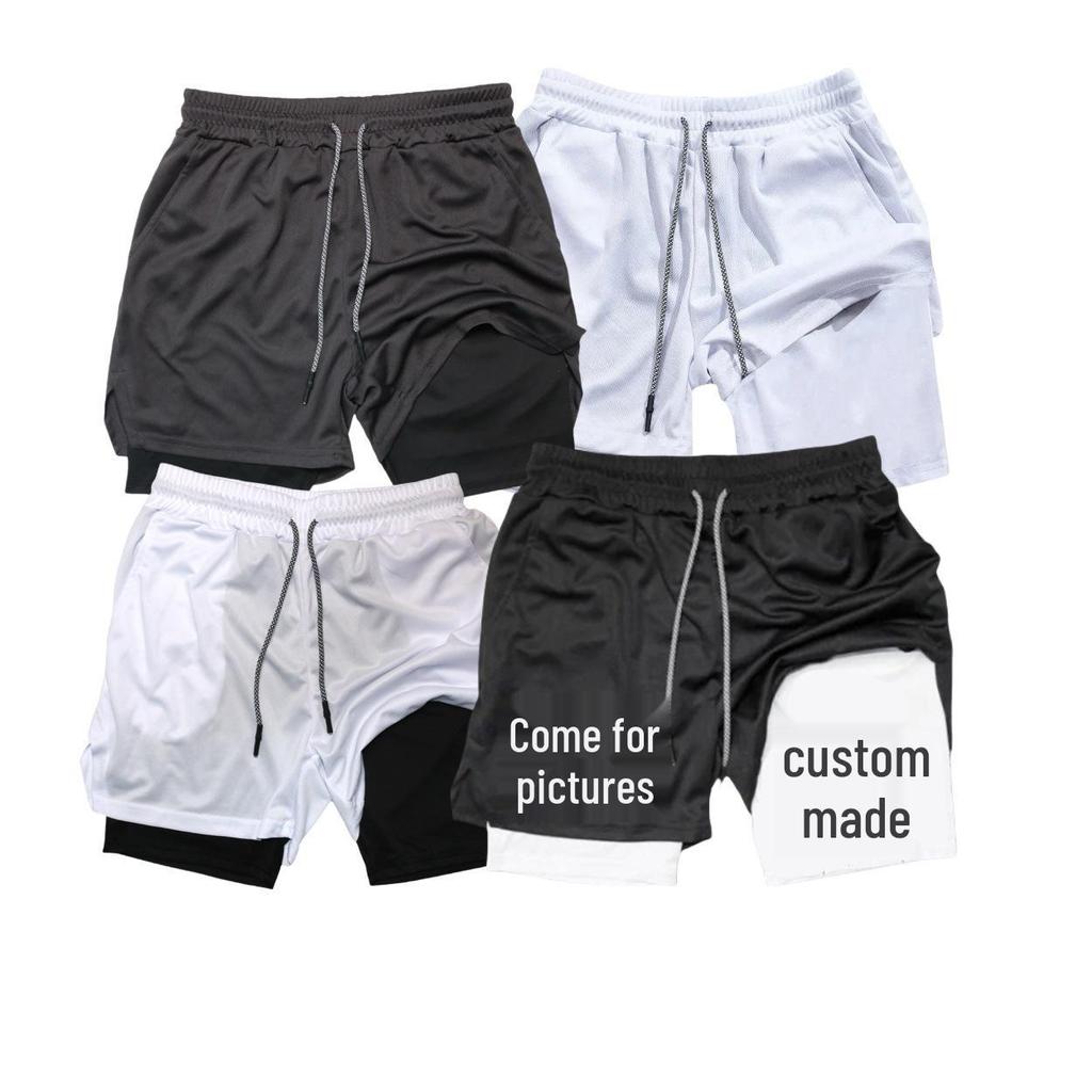 Men's Quick-Dry Ice Silk Mesh Double-Layer Casual Shorts - Breathable Fitness Beach Pants