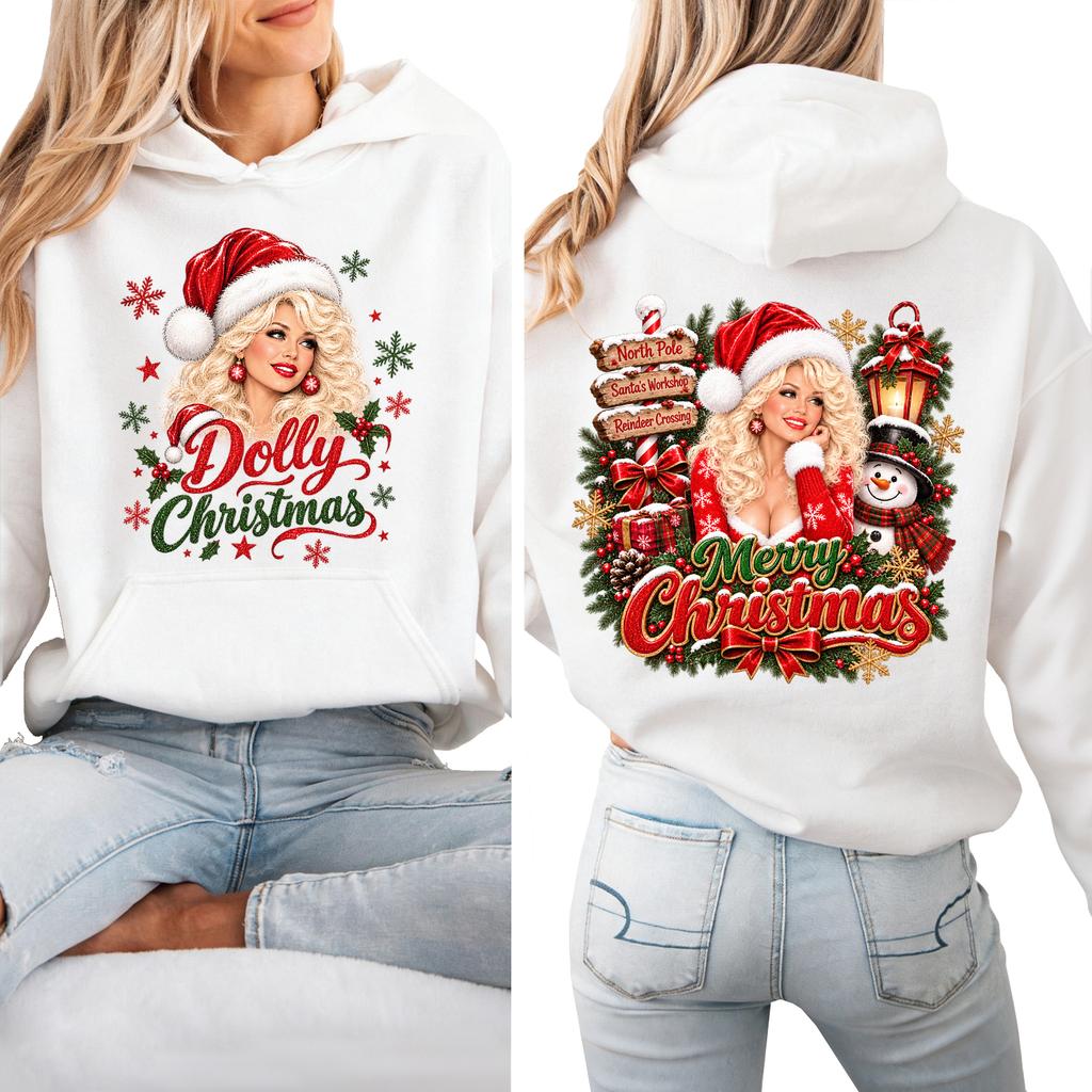 Women's Christmas Lightweight Long Sleeve Printed Hooded Pullover Sweatshirt