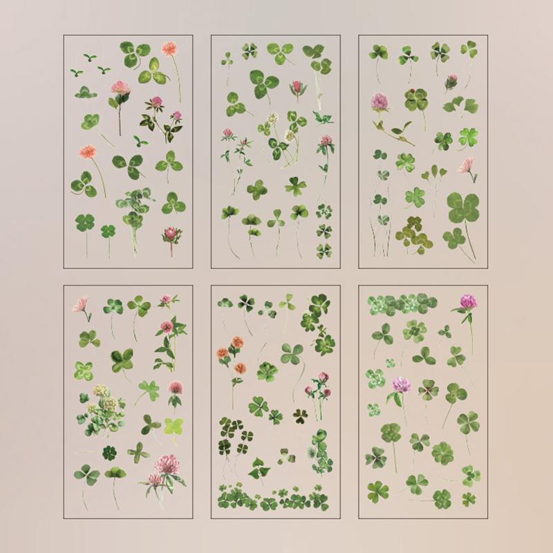 

12 листов 2 упаковки Прозрачные ПЭТ наклейки Материалы для скрапбукинга Сделай сам Коллаж для журнала Цветочные Листья Растения Декоративные наклейки