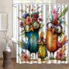 Quirky Bird Family Portrait Print Shower Curtain, Suitable For Home Bathroom Decor