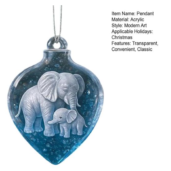 Christmas Tree Ornament Gradient Blue Elephant Pendant for Xmas Decor Light Exquisite Winter Wonderland Hanging Ornament Holiday Gift