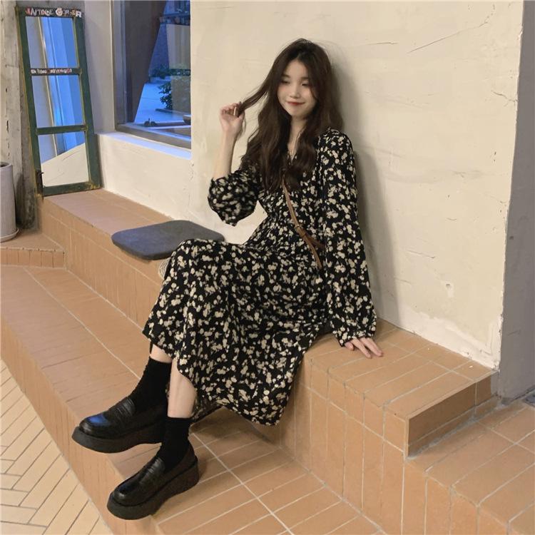 2022 Autumn French Long Floral Dress - Kids' Spring/Autumn