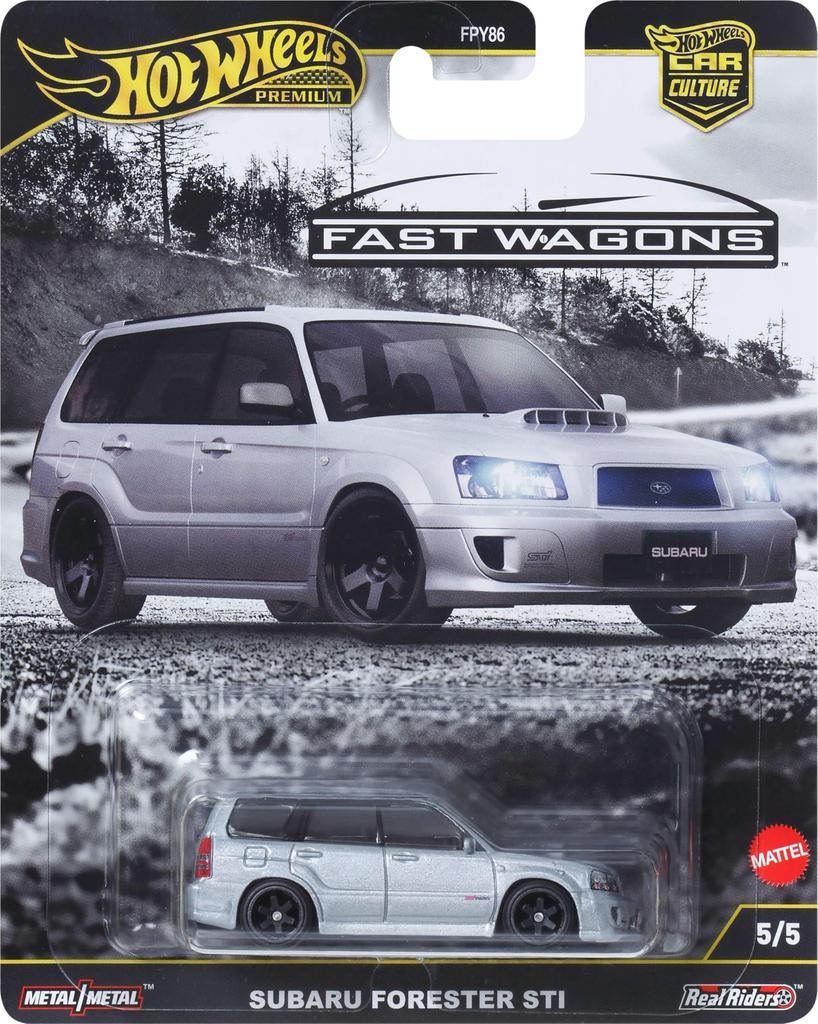Hot Wheels Car Culture Fast Wagon Subaru Forester STI Vehicle Toy, Silver, JBK87, for Ages 3 and Up