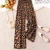 Pantaloni largi cu imprimeu leopard și talie elastică pentru femei, stil european și american, 2025