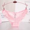 Ladies' Sexy Seamless Briefs Hollow Lace Low Waist Triangle Panties Ruffled Edges Bow Underwear