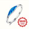 Anelli di Fidanzamento in Argento Sterling S925 per Donna Anello con Pietra Opale di Fuoco Blu Gioielli per Matrimonio Regalo per San Valentino