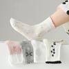 5Pairs/Set Children Girls Mesh Socks Breathable Soft Comfortable Cute Lace Cartoon Thin Daily Walking Wear Baby Socks Summer