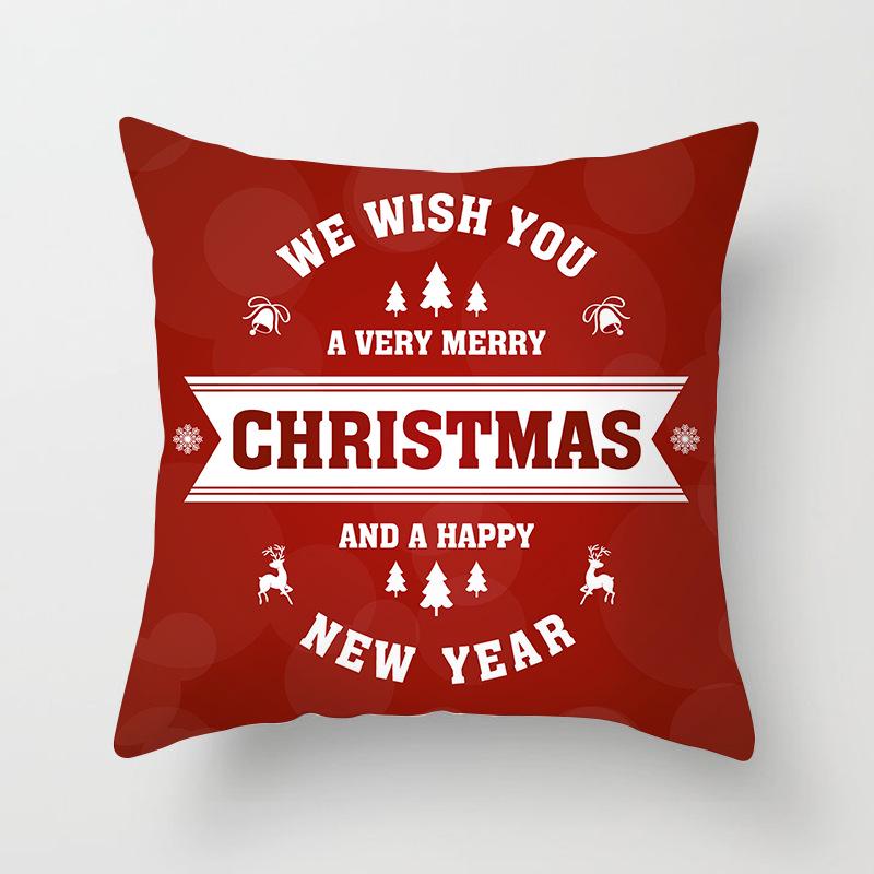 Merry Christmas and Happy New Year Decorative Pillow Cover Sofa Car Office Seat Cushion  Bedroom Room Home Decoration