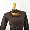 Halterneck Furry Patchwork Sweater Women's Autumn and Winter Inner Wear Fancy Elegant Silm Slimming Knitted Bottoming Shirt Tops