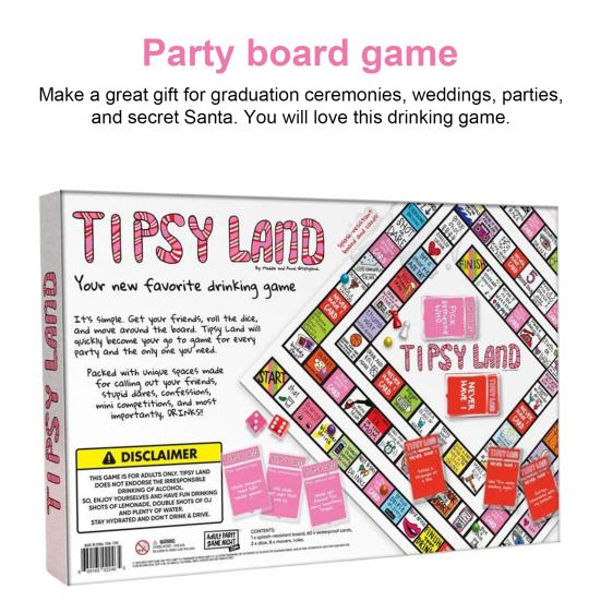 Drikkebrettspill Voksne Morsomt interaktivt festdrikkespill Tipsy Land Drikkespillsett for bursdagsfester Game Night