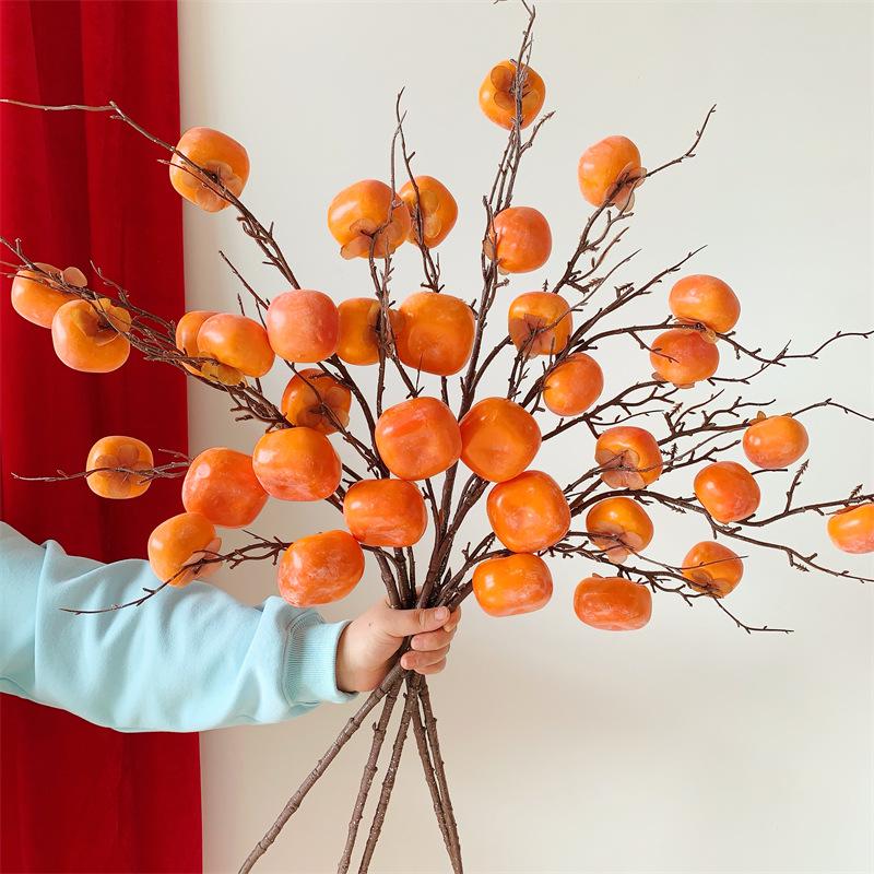 Persimmon Fruit Flower Arrangement: New Year's Dried Floral Decoration