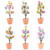 2025 Easter Fake Egg Plant Pot Cartoon Printed Eggs Easter Desktop Decor Ornament Easter Party Decoration Home Festival Decor