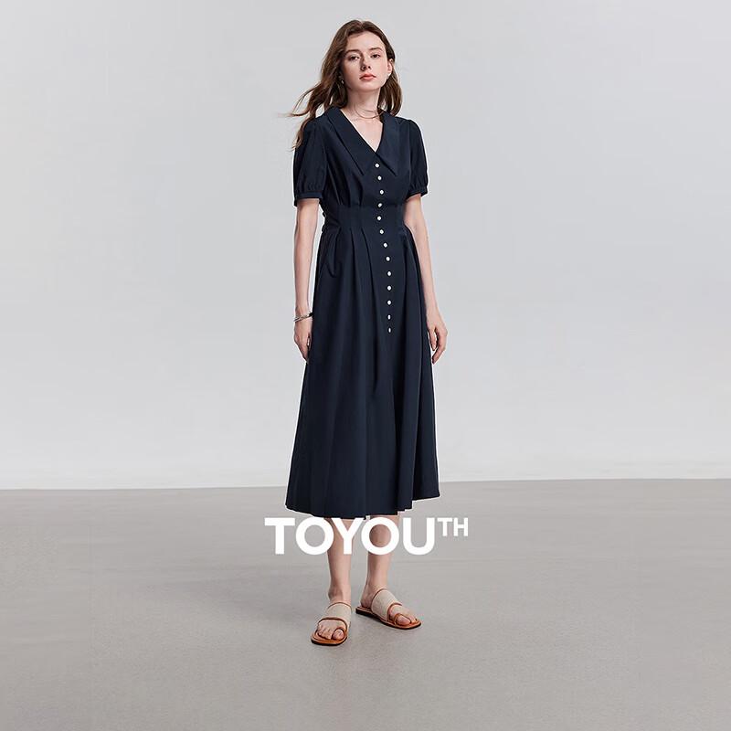 

Chuyu Women s Peter Pan Collar A-Line Draped Commuter Dress S