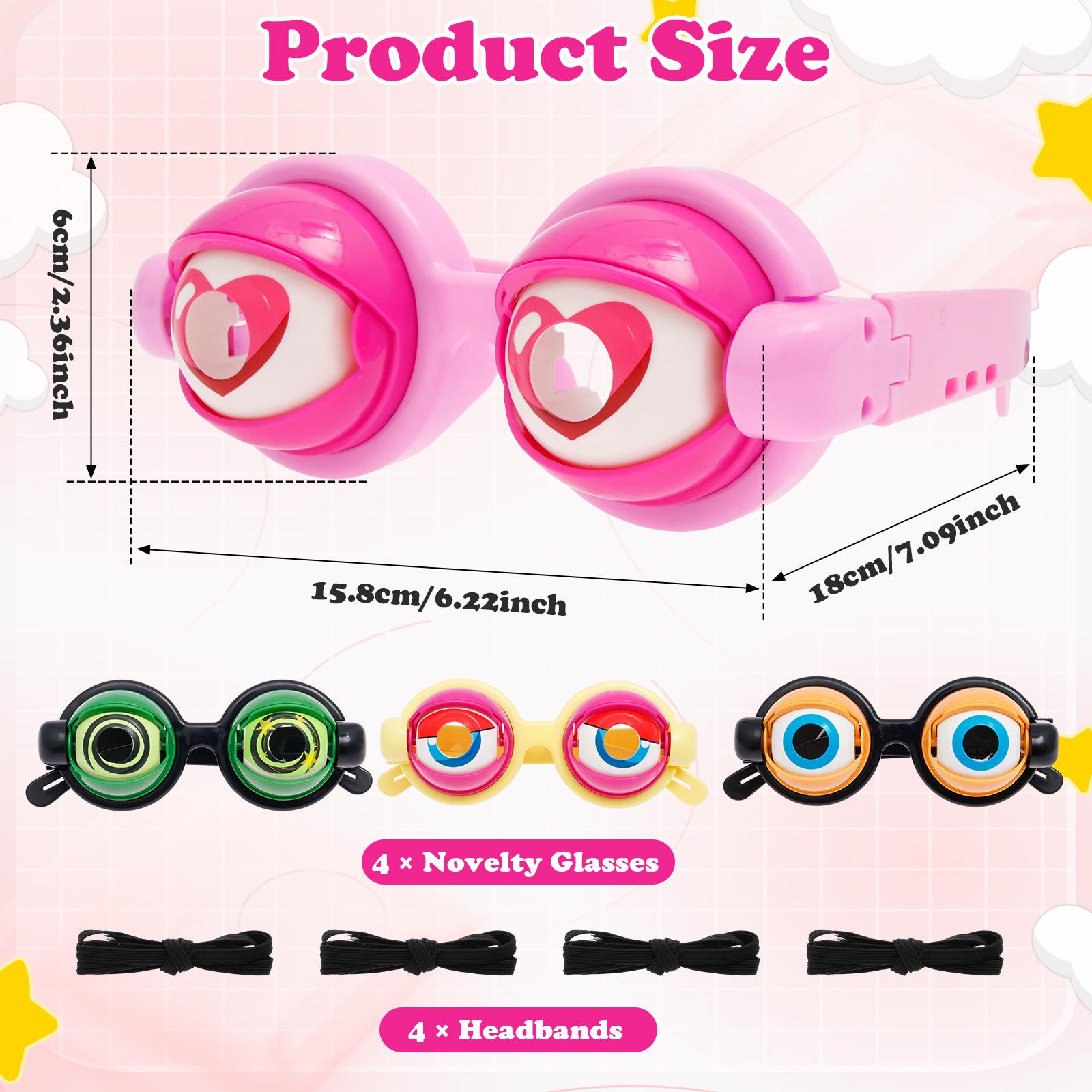 

4Pcs Crazy Blinking Eye Glasses Funny Winking Sunglasses Novelty Shaking Eyewear for 7 to 14 Years Old Kid Adult Photo Prop
