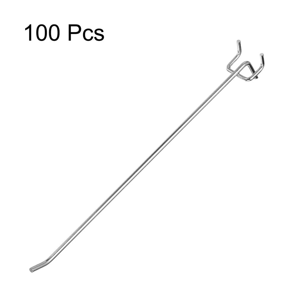 uxcell 100pcs Stainless Steel Pegboard Wall Mounted Tool Organizer Holder for Silver 10-inch Hooks, Workbench, Garage, Kitchen, Shop,