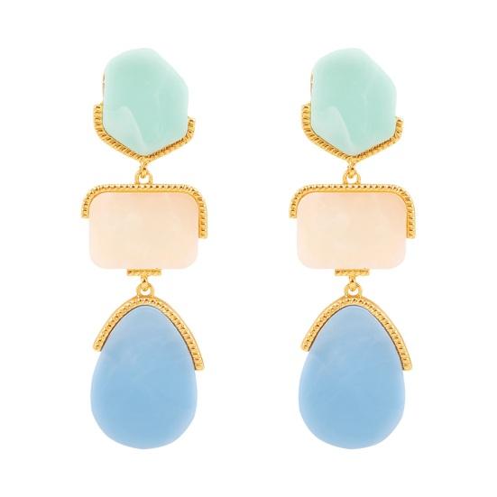 1 Pair Women Hanging Earrings Exaggerated Geometric Color Matching Smooth Bohemian Style Club Party Dangle Earrings Ear Jewelry