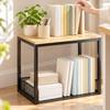 Open WireMesh Storage Rack with Raised Sides Versatile Metal Frame WoodWoodenLook