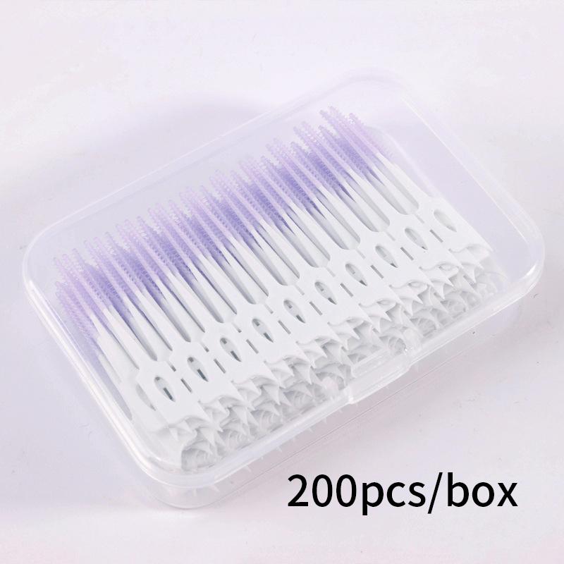 200Pcs Silicone Interdental Brushes Dental Toothpicks With Thread Oral Cleaning Tools For Teeth
