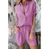 Collar Shirt Solid Color Shorts Set Lapel Shirt Pure Color Casual Shorts Suit