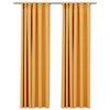VidaXL Blackout Curtains Linen Look and Hooks 2 Pcs Yellow 140x225cm