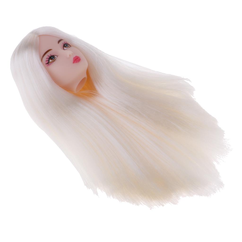 1//6 BJD Head Sculpt with Green Wig Doll Replacement Body Part Accessory